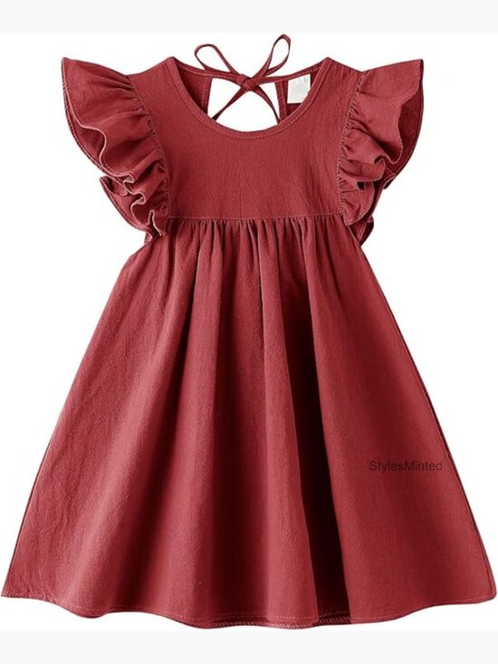 Other - Toddler Girl Cotton Linen Ruffle Halter Sleeveless Sundress